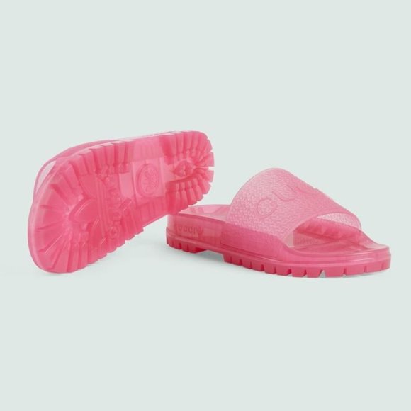 NIB Gucci x Adidas platform rubber slide sandals - IT 38/US 8 - Picture 1 of 5